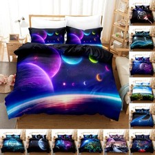 Cosmic Space-themed Bedding Set 3Pcs Quilt Duvet Cover Dorm Single Double King