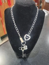 Juicy Couture Silver Colored Chain Necklace Crown An Charm Necklace