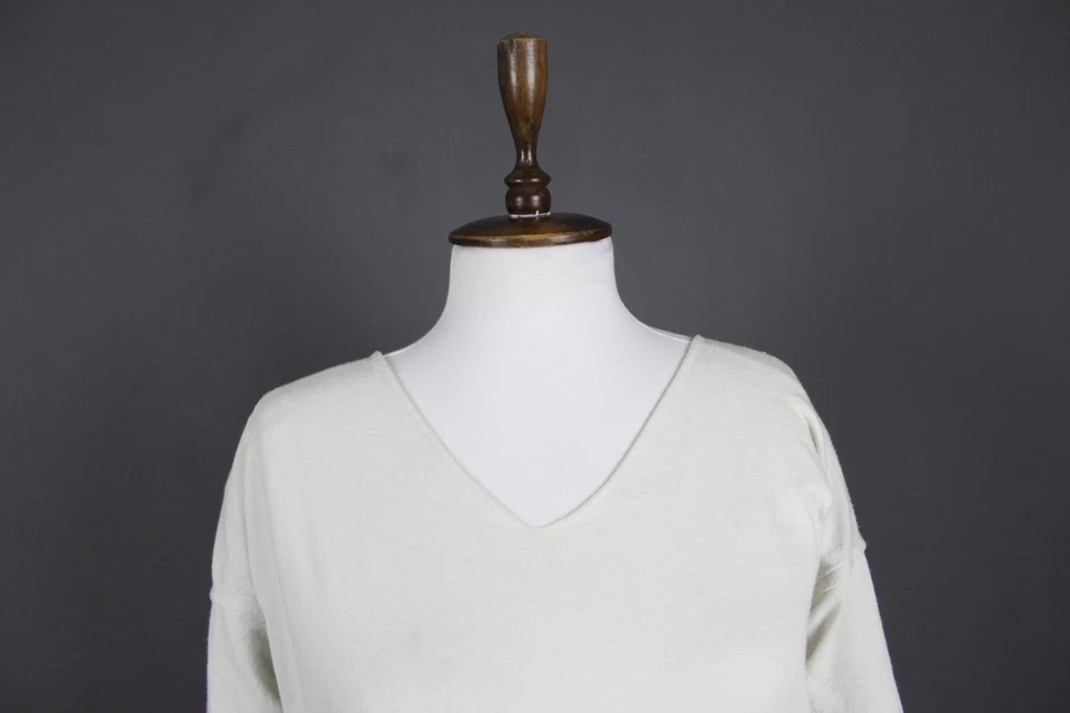 Sarah Pacini White Viscose Long Sleeve V-Neck Pullover Shift Dress Size 1 Foto 2 de 4