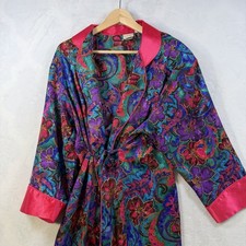 Vintage Victoria's Secret Gold Label Red Rose Floral Tie Waist Belt Robe Size S