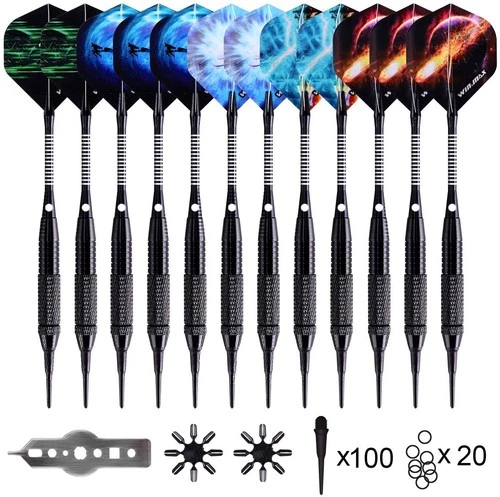 Dartpfeile soft Set dart Pfeile 24 Flights 100 Kunststoff Dartspitzen - WIN.MAX