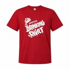 1982 USA Made "Official Drinking Shirt" Large Ringer Shirt Single Stitch Red