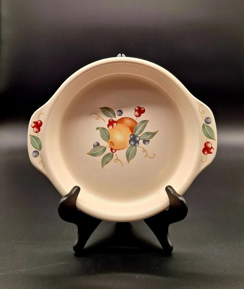 Vintage Corelle Coordinates Abundance Fruit Motif Pie Dish 9", Retired Pattern