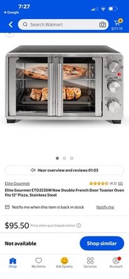 Elite Gormet 25L Countertop French Door Toaster Oven Stainless Steel New In Box
