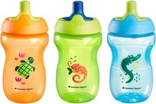 Tommee Tippee Sportee Water Bottle, for 12m , 10oz, Pack of 3 Non-Spill Sippy