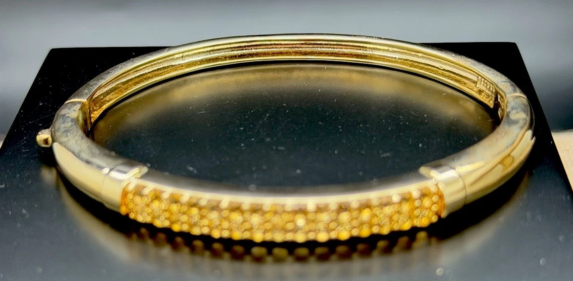 Bellezza Gold Tone Pave  Topaz Bangle Bracelet New In Pouch image 12