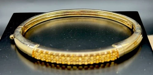 Bellezza Gold Tone Pave  Topaz Bangle Bracelet New In Pouch image 12
