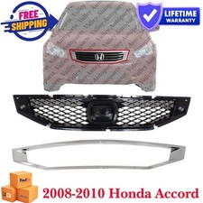 Grille Front 2-pcs For 2008-2010 Honda Accord Coupe Black W Chrome Molding Grille Front 2-pcs For 2008-2010 Honda Accord Coupe Black W Chrome Molding