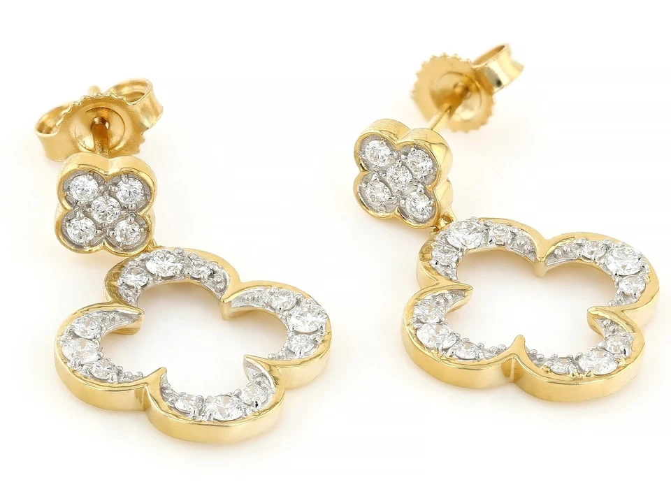 0.50ctw Created Diamond 14K Yellow Gold Plated Silver Women Dangal Earrings - Image 2 of 4