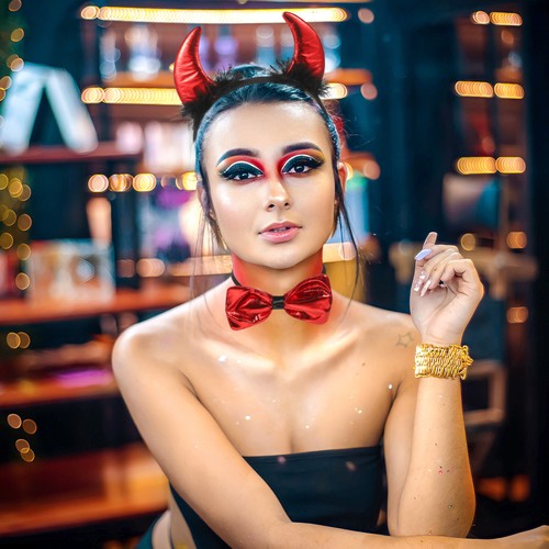 Demon Horn Headband Cosplay Ears for Halloween Costume Accessory Devils Horns - Imagen 7 de 12
