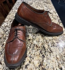 ALLEN EDMONDS 1628 Derby Split Toe Walnut Brown Leather Rubber Sole Size 9D
