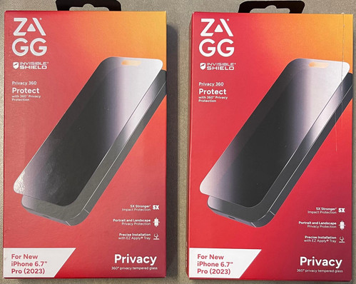 2er Pack Zagg Privacy Displayschutzfolie iPhone 15 Plus / 15 Pro Max "NEU VERSIEGELT" - Bild 1 von 1