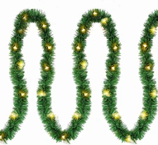 'S 15 Ft Pre-Lit Christmas Garland,Lighted Artificial Pine Garland with Plug in 
