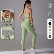 2PCS Woman's Yoga Set Gym Sports Outdoor Running Legging Yoga Pants Summer