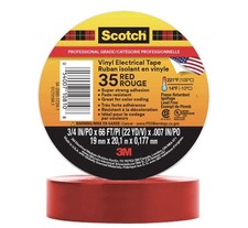 Scotch Vinyl Electrical Tape Professional Grade 3/4" x 66' - RED