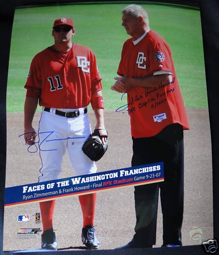 Ryan Zimmerman Frank Howard auto'd 16x20 Photo #'d COA Washington Nats Senators - Picture 1 of 2