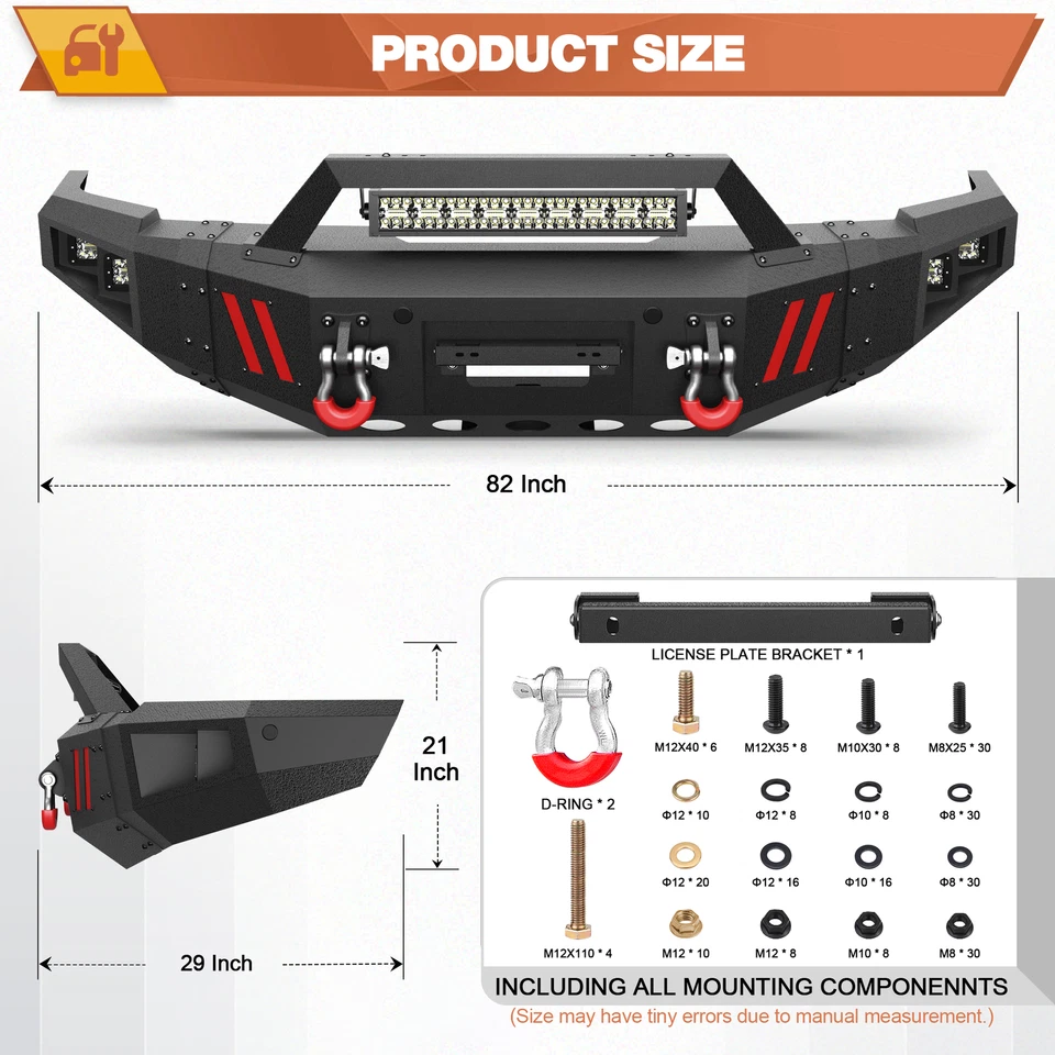 For 2010-2018 Dodge Ram 2500 3500 SLT Longhorn Limited Steel Front Bumper w/ LED Foto 4 de 4