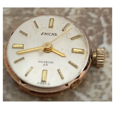 Swiss Enicar 17 Jewel Damen Armbanduhrwerk, Incabloc 25, ca.  1965 GWO