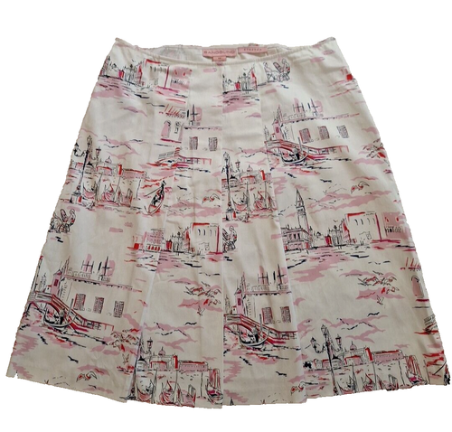 Vtg. Brandolino Women Sz. 12 Pleated Skirt ~ Venice Italy Street scene