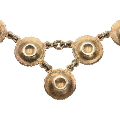 Georg Jensen Sterling Silver SV 925 Frower Daisy Necklace Gold White Denmark - Picture 5 of 9