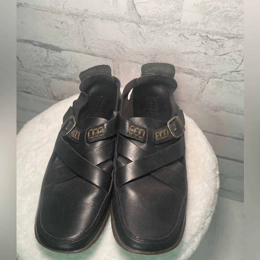 Sandali Timberland donna in pelle nera cinturino slip on smart comfort system