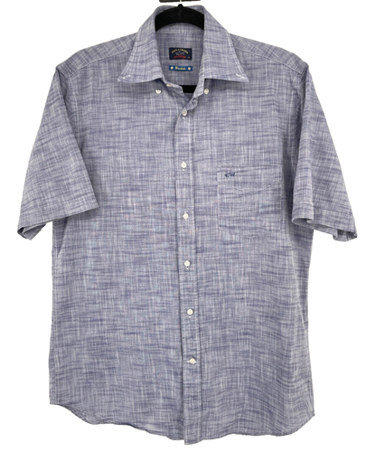 Paul & Shark Yachting Herren 40/15,5 Waikiki Hemd Blau Knopfleiste Kurz Slv. Italien