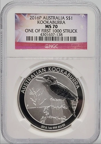 2016-P AUSTRALIA SILVER $1 KOOKABURRA SERIES NGC MS-70 ONE OF FIRST 1000 STRUCK