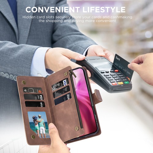 Zipper Leather Wallet Card Bag Case For iPhone 15 16 Pro Max 14 13 12 11 X XR XS - Picture 27 of 61