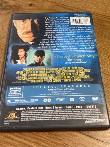 Stephen kings Needful Things DVD 1993 Ed Harris HORROR Region Free USA Import - Picture 2 of 3