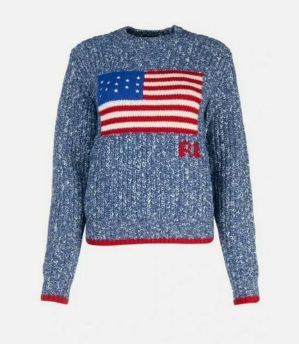 Polo Ralph Lauren Damen XS Strick Wolle Pullover USA FLAGGE Extra Small $ 200 4. Juli - Bild 1 von 13