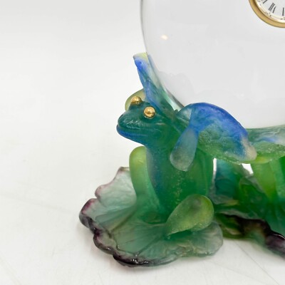 Daum ドーム　 Pate De Verre 蛙 Frog ネックレス Lot - Daum Pate de Verre Crystal Frog Clock