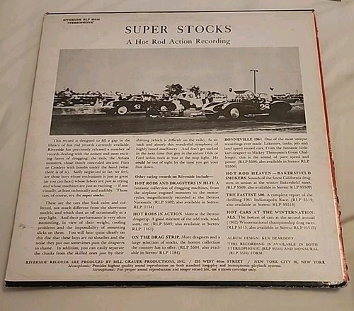 Super Stocks Racing LP 1963 Riverside RLP 95516 Jacket / Vinyl - Picture 3 of 8