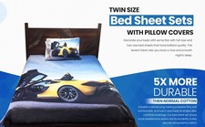 3D Printed Car Bedsheet Set Twin Size Polyester Car Bedding Set 4 Pc