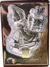 Snowman Serving Tray Holiday Metal Dish 