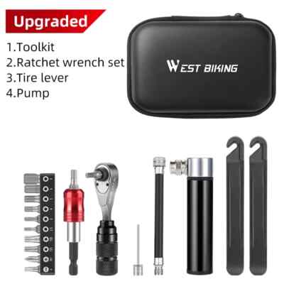 Multifunctional Repair Tool Bag Ratchet Wrench Kit Tire Lever Mini Pump Tools
