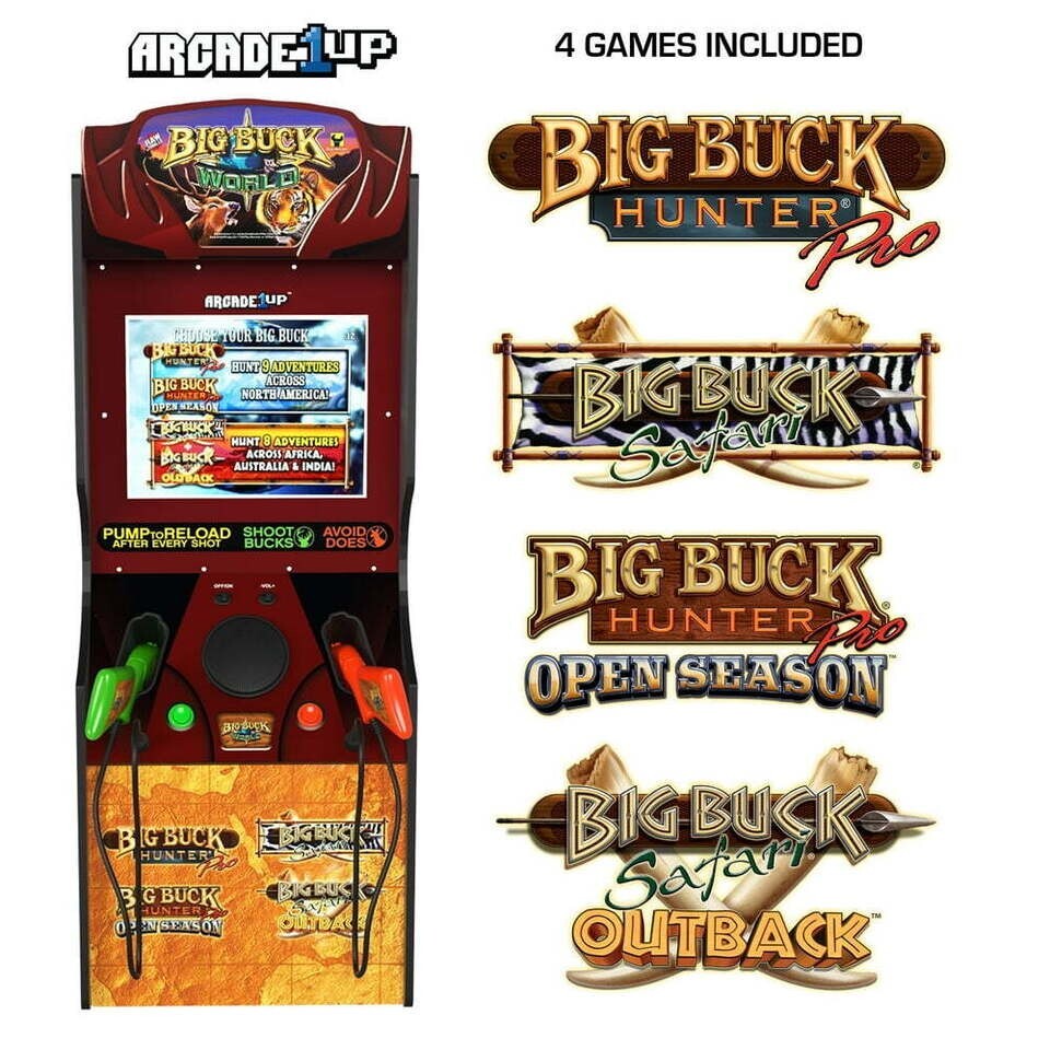 4 Ft Arcade1Up Big Buck Hunter World Classic Arcade Machine 2