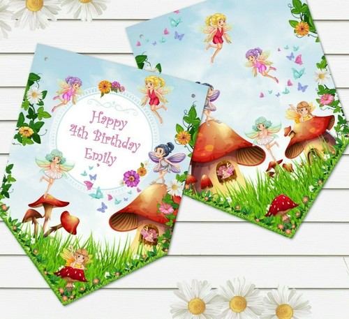 Woodland Fairy Personalised Bunting - Christening Baby Shower Birthday Party - Picture 2 of 5