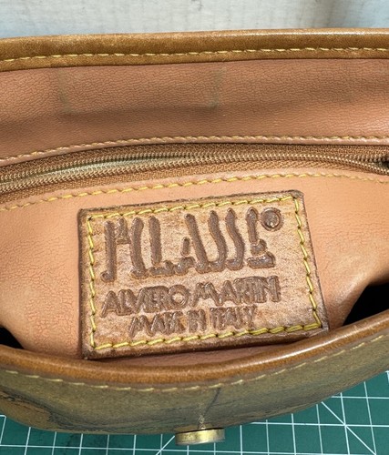 Alviero Martini 1a Classe Borsa a tracolla in pelle Made In Italy Mappa del Mondo - Foto 8 di 12
