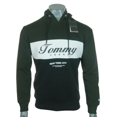 Men's Tommy Hilfiger Sweatshirt Hoodie Embroidered 400gsm Fleece Lined Olive XL