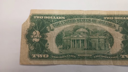1953 2 Dollar Series B Red Seal - Ripped Corner - Picture 5 of 6