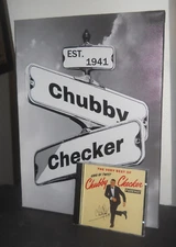 Chubby Checker B&W Framed Canvas Street Wall Sign 15.5 " x 11.5" & Best of CD