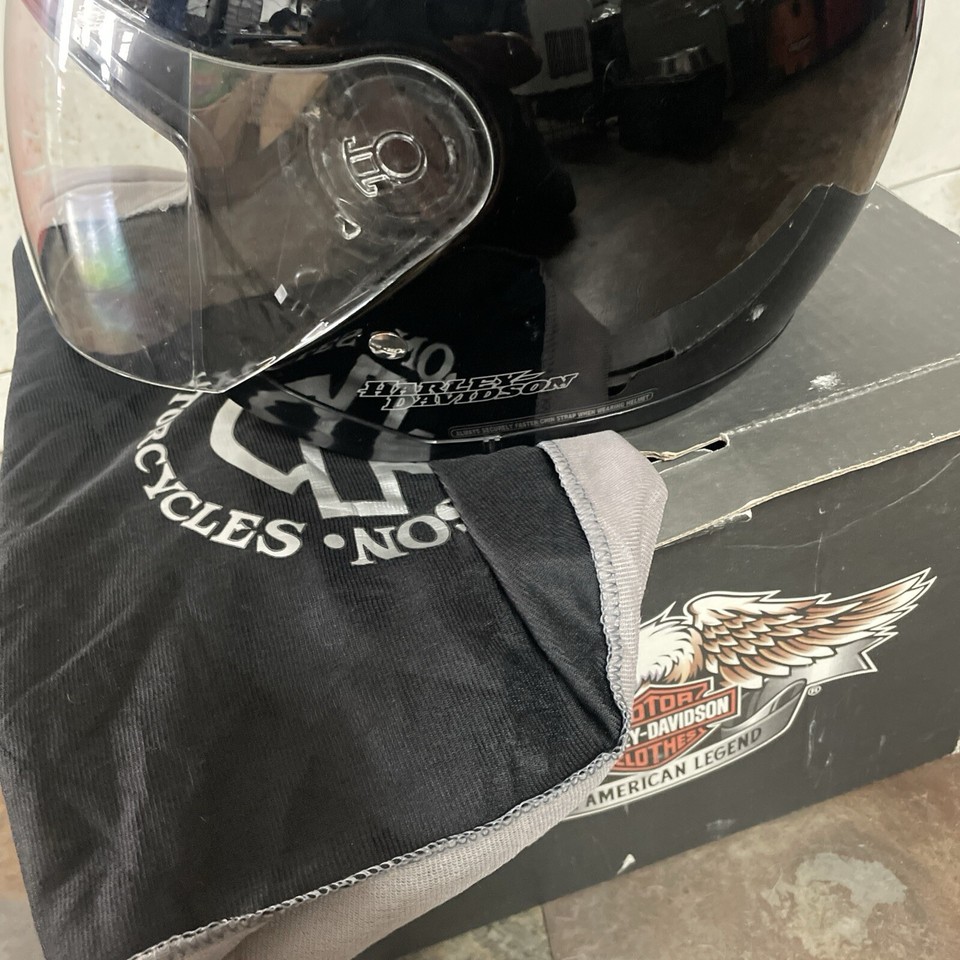 Harley Davidson Black Glossy JET II Helmet With Full Face Shield Size