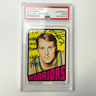 Rick Barry Unterzeichnet 1972-73 Topps #44 Mit 3 Inschriften PSA Auto Echt