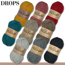 Drops 5 x 50 g Flora Mix Stricken Häkeln Schurwolle Alpaka Filzen 9 Farben
