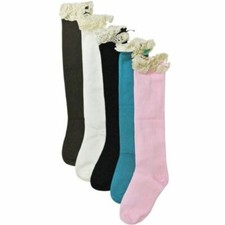 Wrapables Lace Ruffles and Bow Knee High Girl Socks set of 5 
