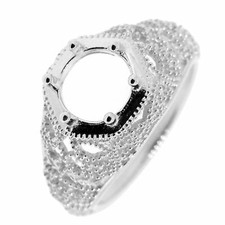 Filigree Sterling Silver Semi Mount Ring Setting Round RD 8x8mm Vintage Repro