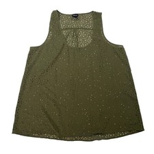 Torrid Olive Green Laser Cut Scoop Neck Sleeveless Blouse Tank 2X 18/20 Chiffon