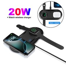 2in1 Portable Wireless Charger Dock Charging Mat for Apple Watch iPhone 17 16 15