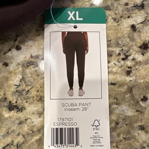 Danksin Women Scuba Pants Joggers Espresso Brown Drawstring Pockets Size XL NEW - Picture 5 of 11