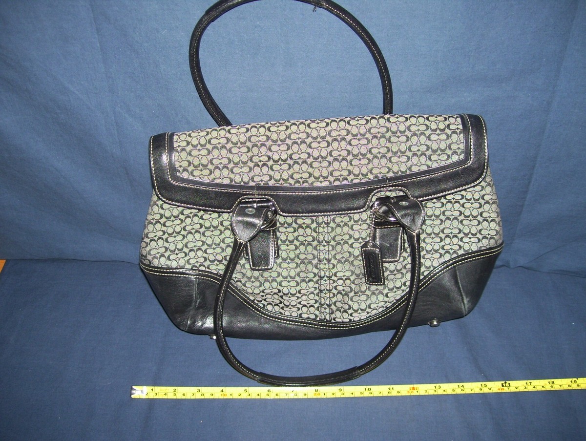 Coach 7080 Signature Jacquard Brown/Khaki Canvas Leather Shoulder